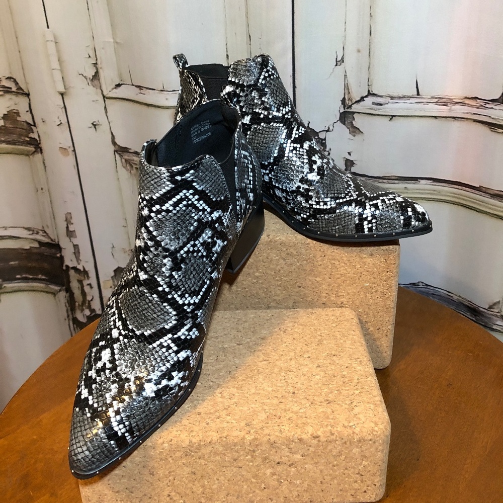 BAR III Gabby Snakeskin Ankle Booties